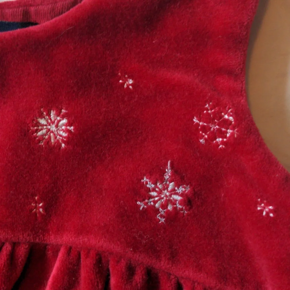 Ralph Lauren Blue Label Red Velvet Snowflake Print Christmas One Piece 12-18M